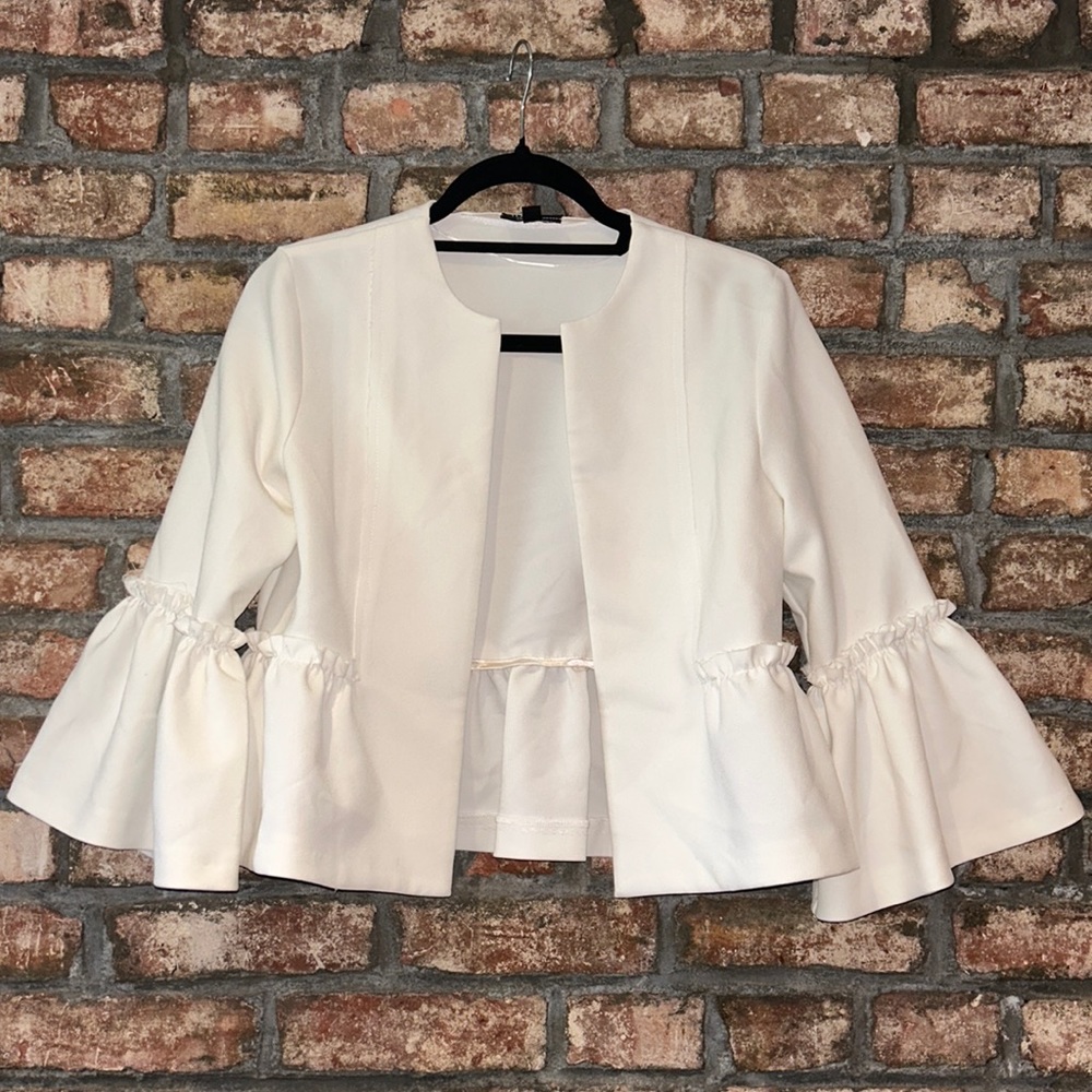 TOPSHOP White Peplum Blazer
